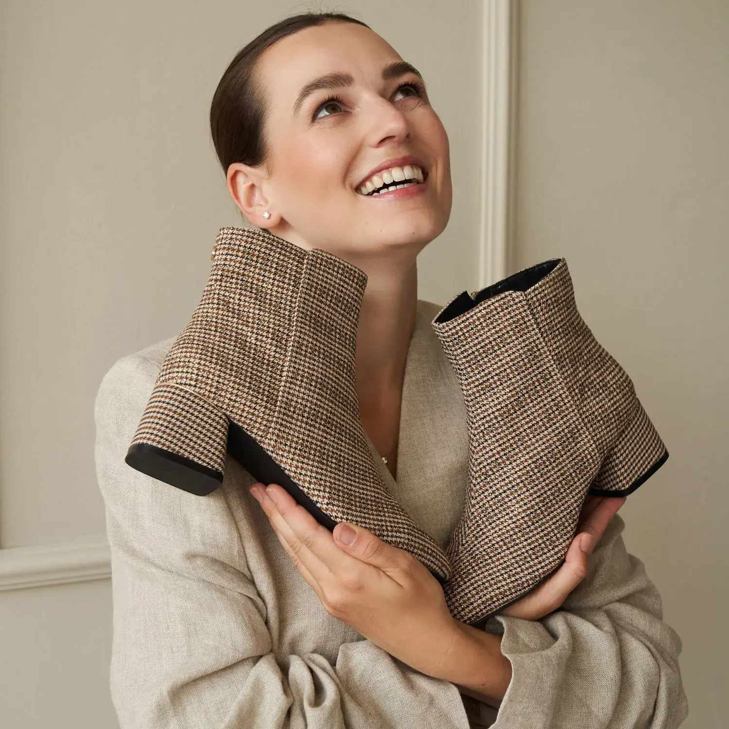 La Strada Enkellaarsjes Beige Fabric Stones - Afbeelding 5