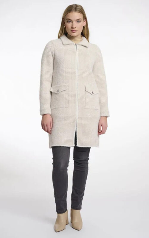 Rino & Pelle Catrdigan Emery With Zip Closure Stone Check