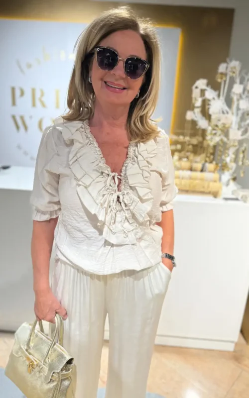 Ruffle Blouse Marlies Beige