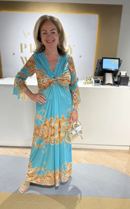 Kate Dress Turqoise print