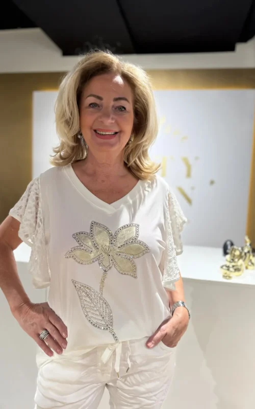 Flower Shirt White Lace