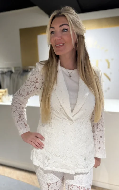 Lace Blazer Claire White