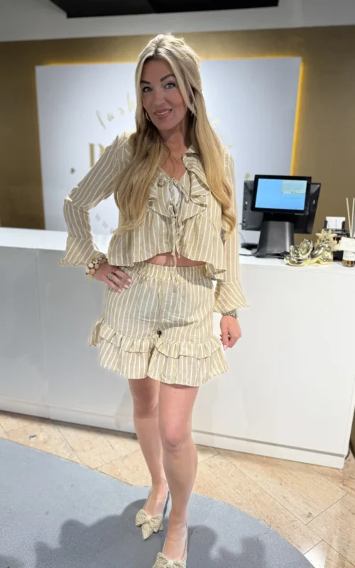 Linen Srtipe Set Beige