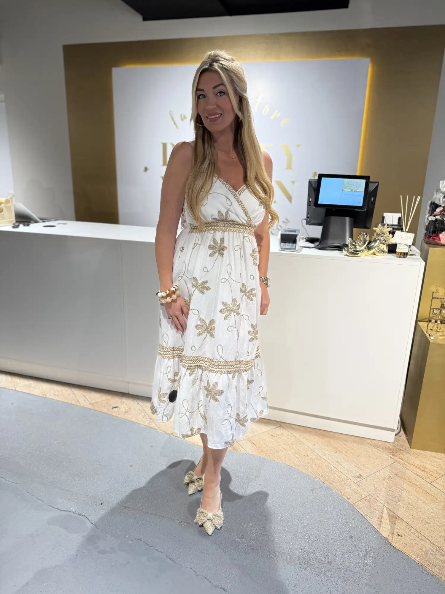 Leaves Dress White Gold - Afbeelding 2