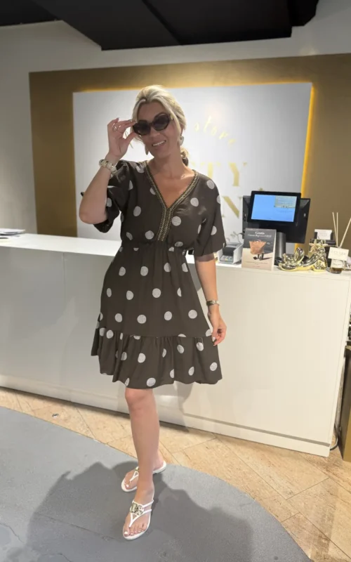 Fleur Dress Brown Dots