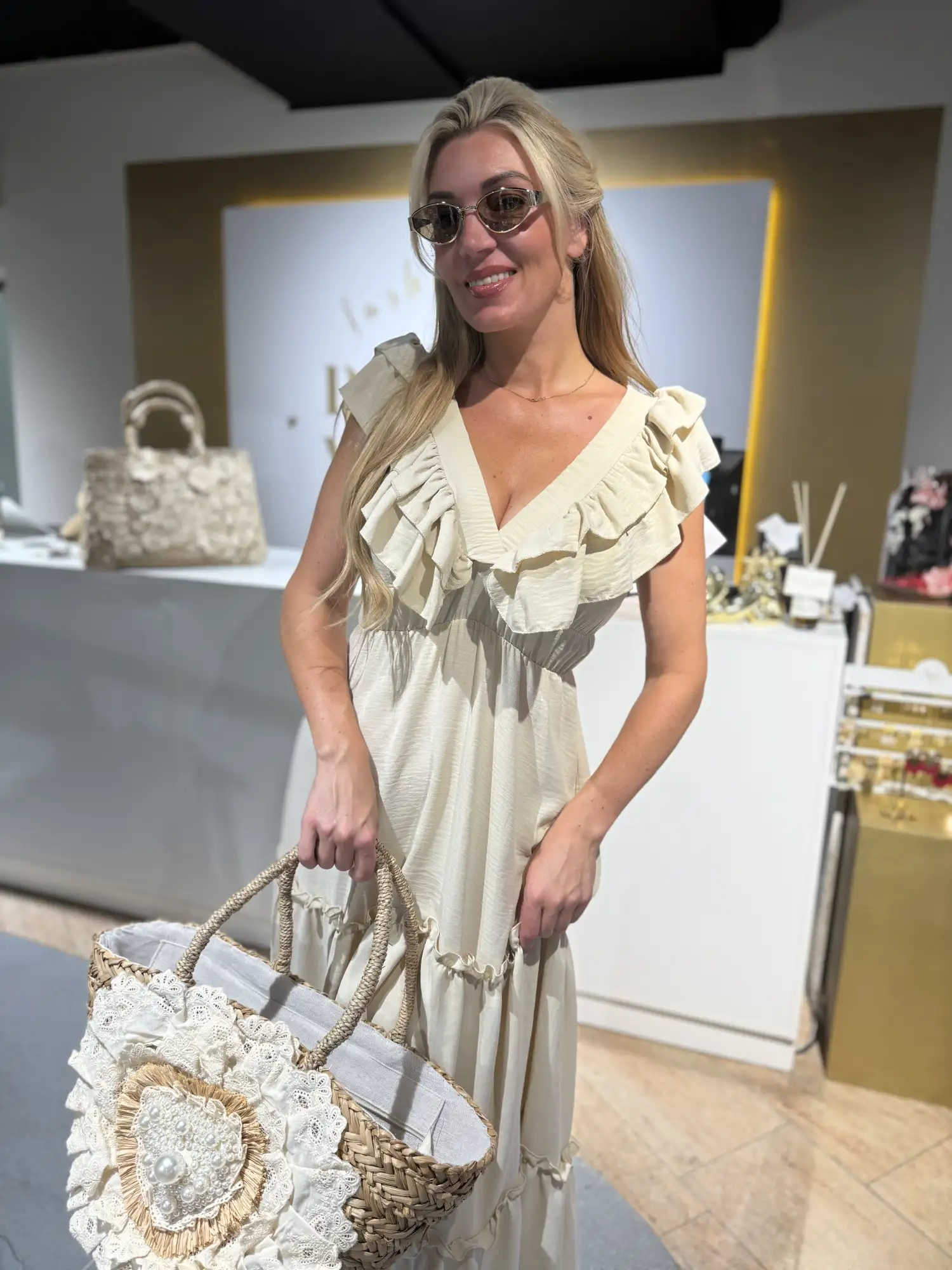 Best Summer Dress Long Beige - Afbeelding 2