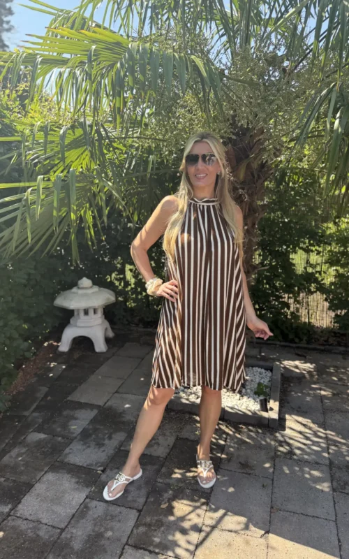 Love The Stripe Halterdress Brown