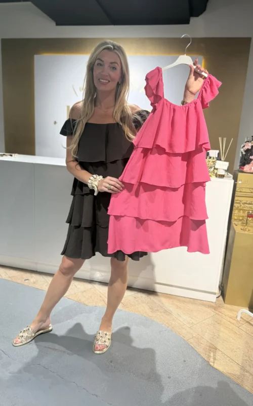 Ruffle on top Dress Pink