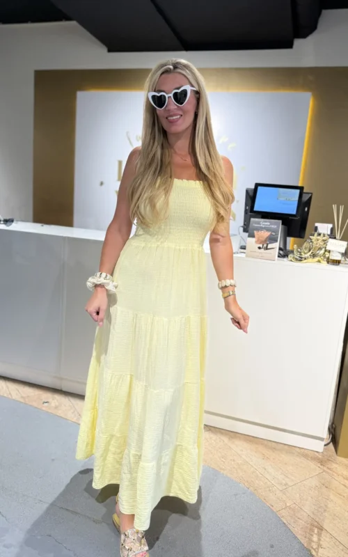 Strapless Cotton Dress Yellow