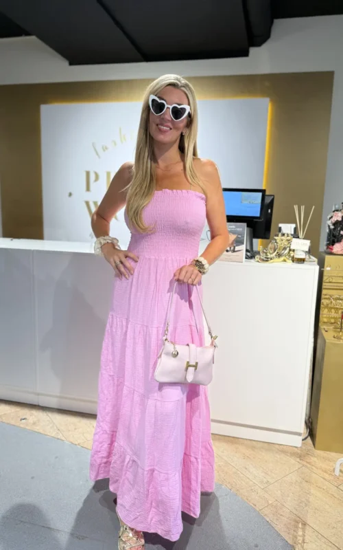 Strapless Cotton Dress Pink
