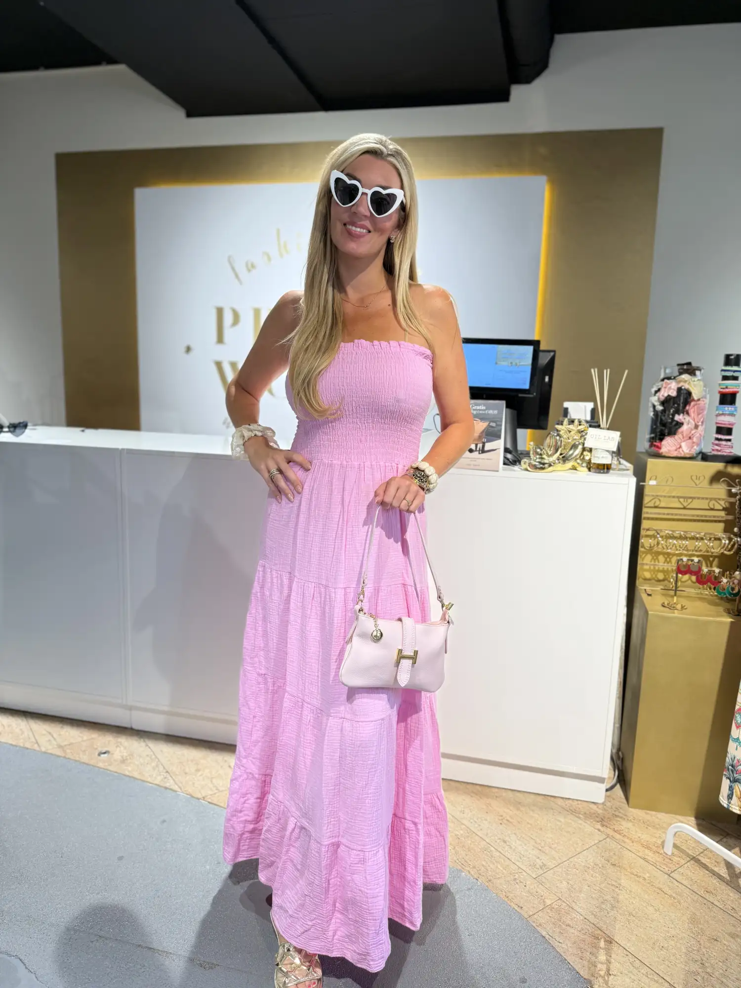 Strapless Cotton Dress Pink