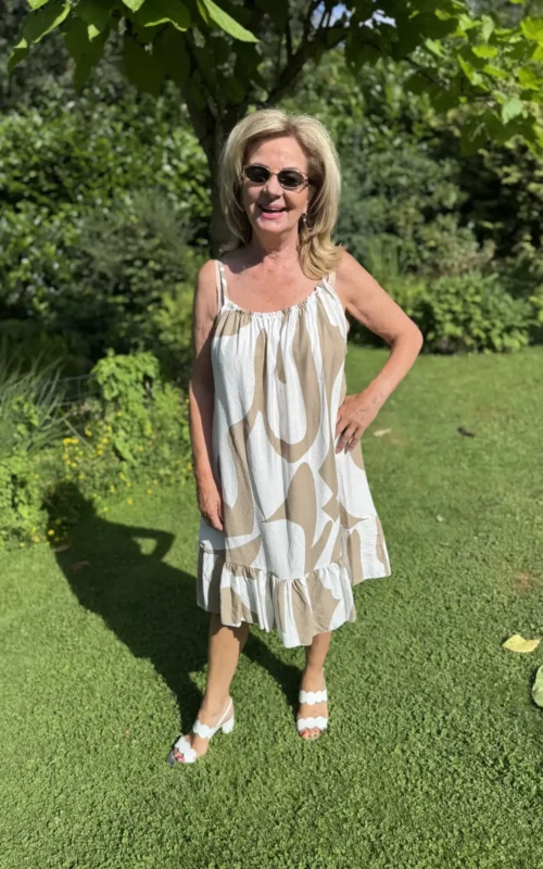 Toscane Dress Beige White