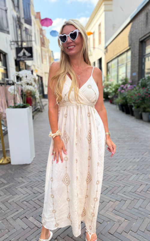 Boho Dress Beige Gold