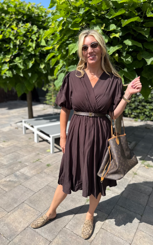 Balloon Dress Brown