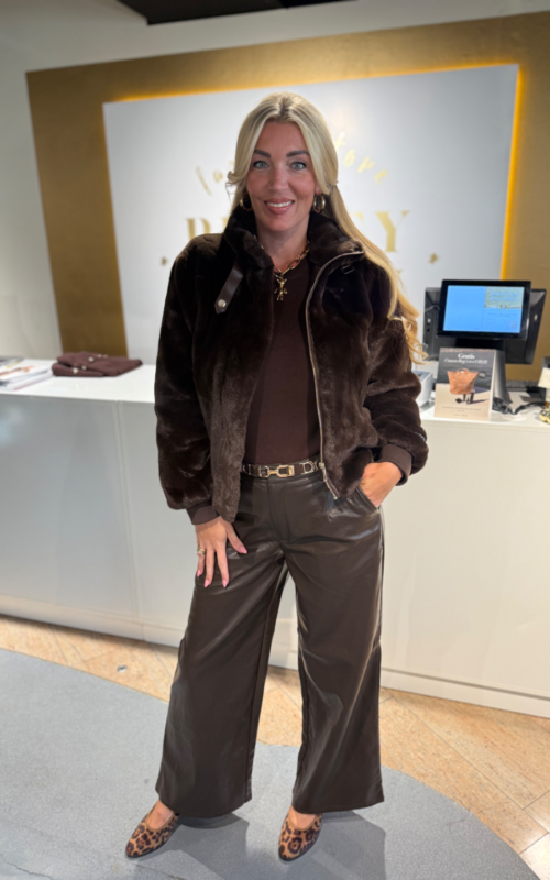 K Design You're My Lobster PU Leren Broek Chocolate Brown