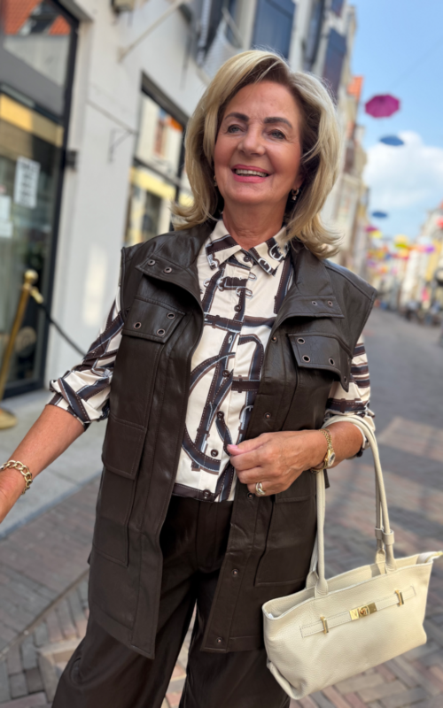 K Design You're My Lobster Gilet Pu Leer Chocolate Brown
