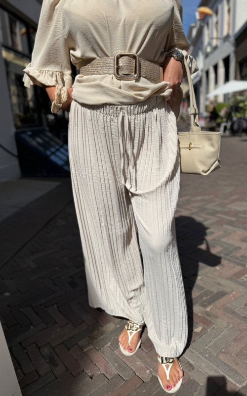Plisse Pants Beige