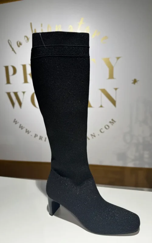 La Strada Laarzen Black Silver Knitted