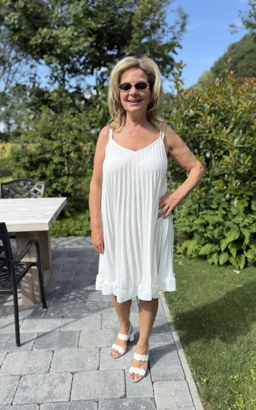 Plisse Love Dress White