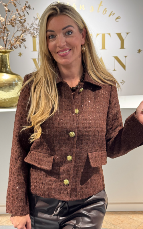 Unique Paillets Blazer Brown