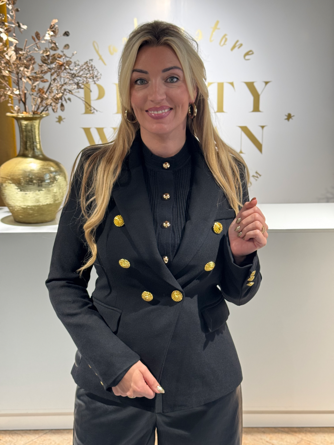 Unique Blazer Black Goldbutton - Afbeelding 2