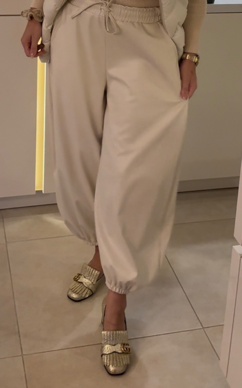 Balloon Pants PU leer creme