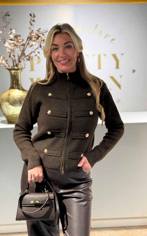 Military Cardigan Brown