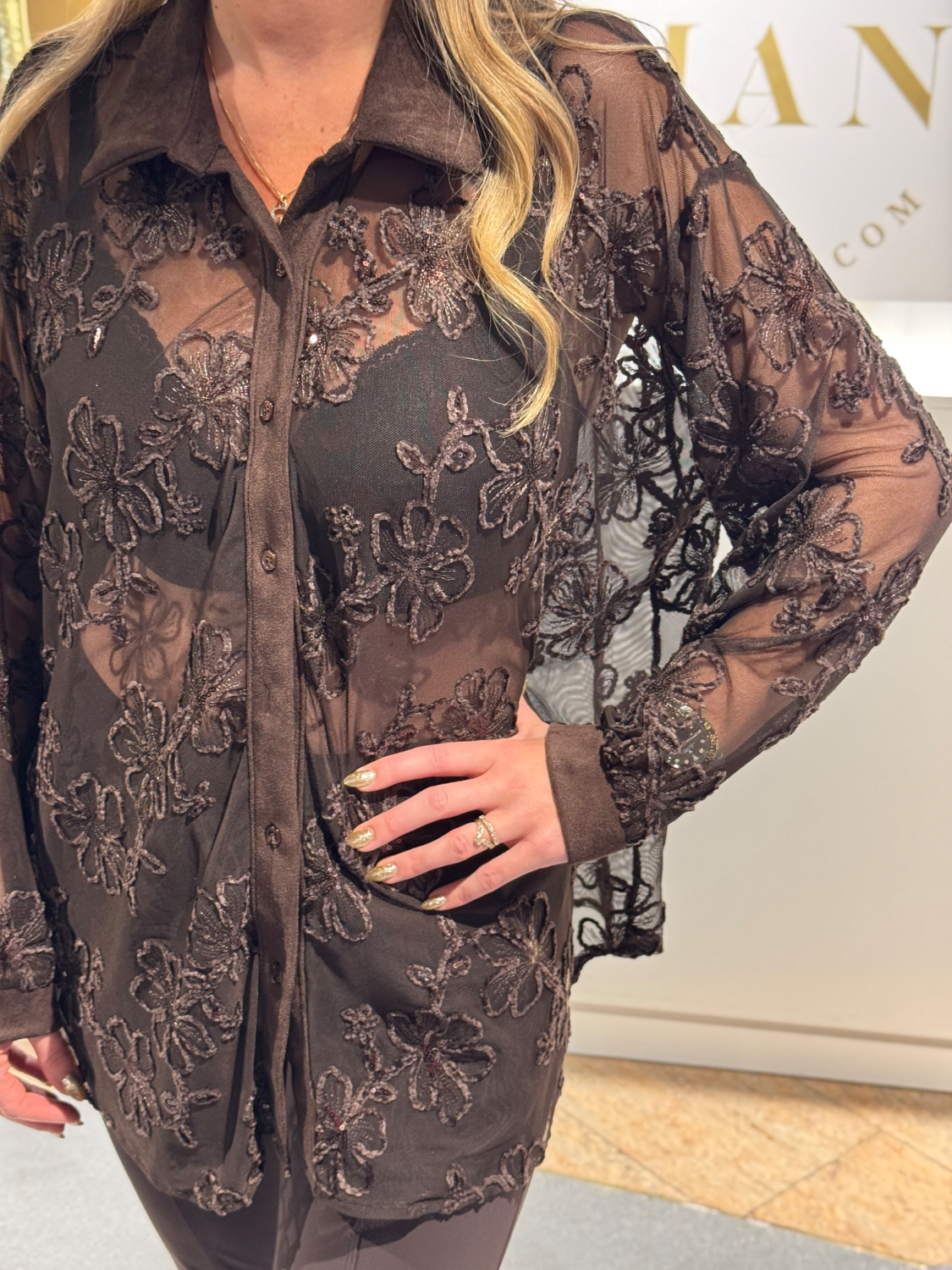 Rosalie Sequin Blouse Brown - Afbeelding 2
