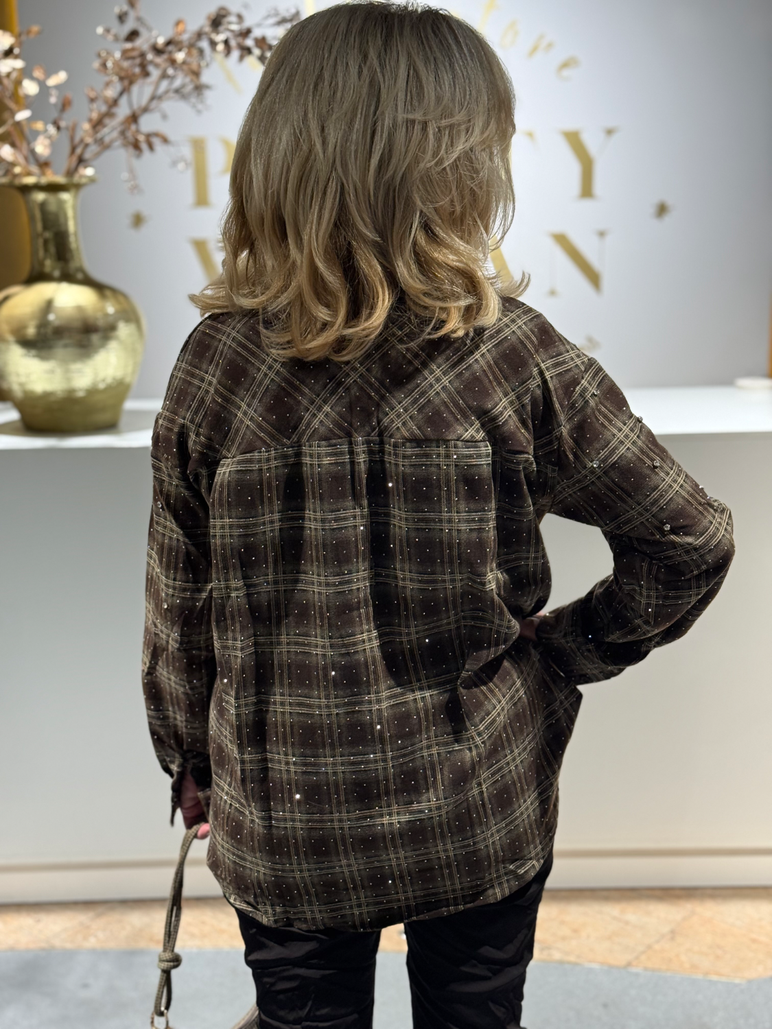 Diamond Blok blouse Brown - Afbeelding 2